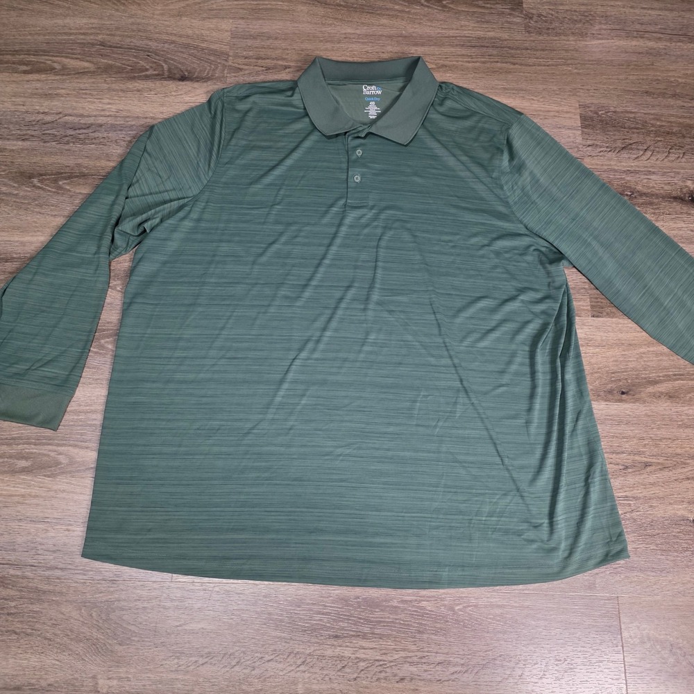 Croft‎ & Barrow Mens 4XB Polo Shirt Green Quick Dry Long Sleeve MC93K040XS